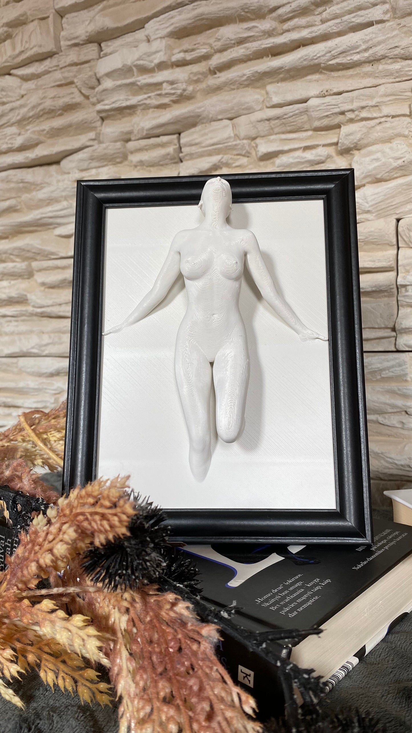 Framed Female Torso Wall Art / 3D Printed