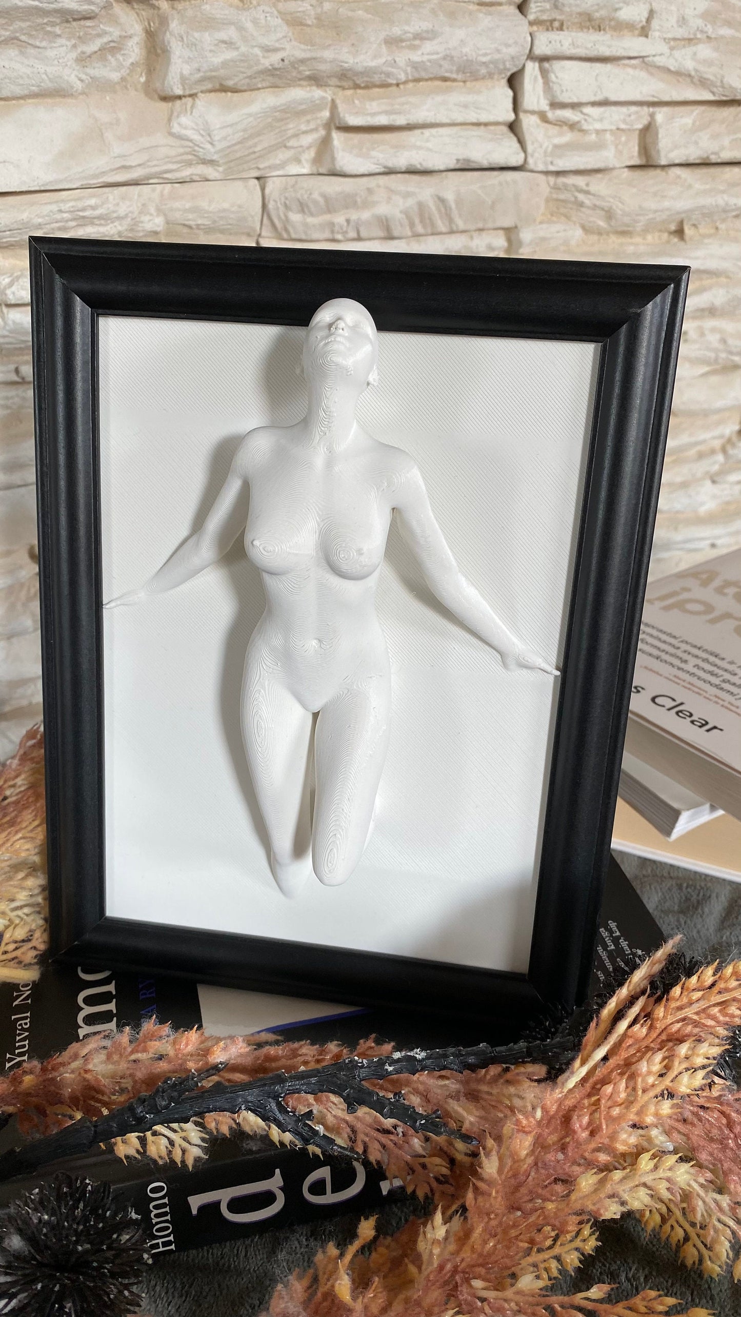 Framed Female Torso Wall Art / 3D Printed
