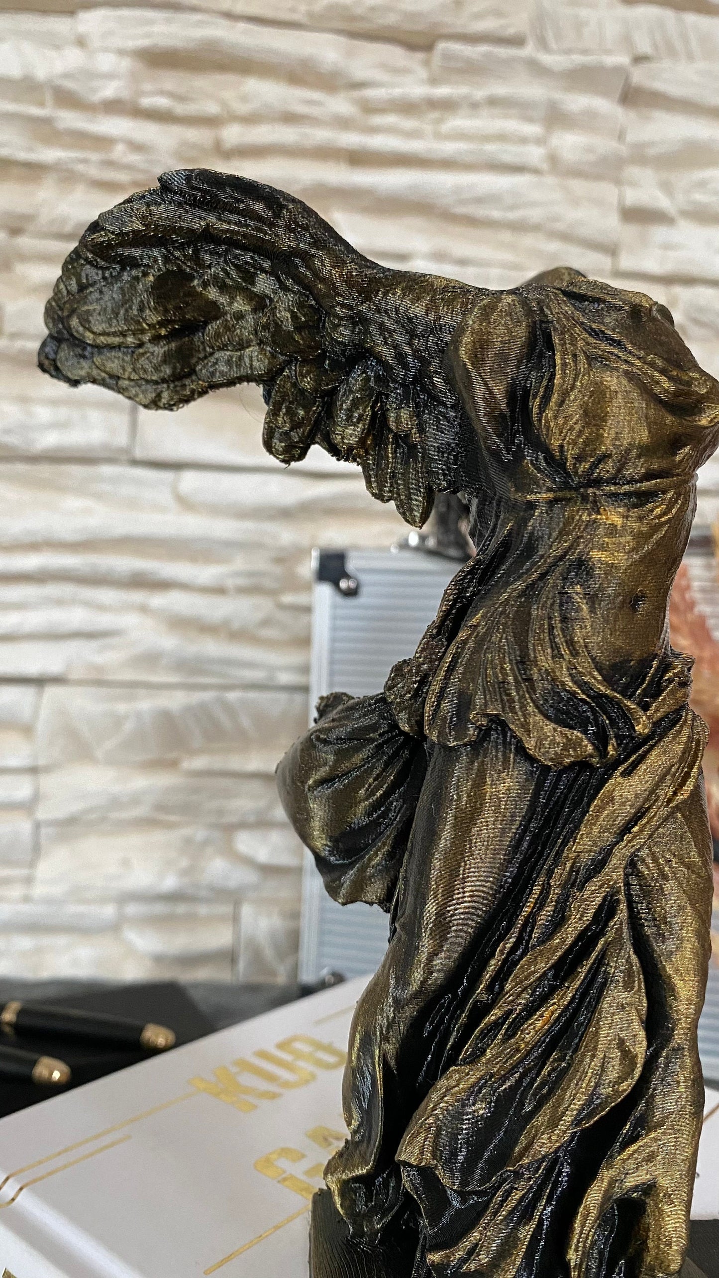 Antique Gold Victory Statue Bookend / 3D printed