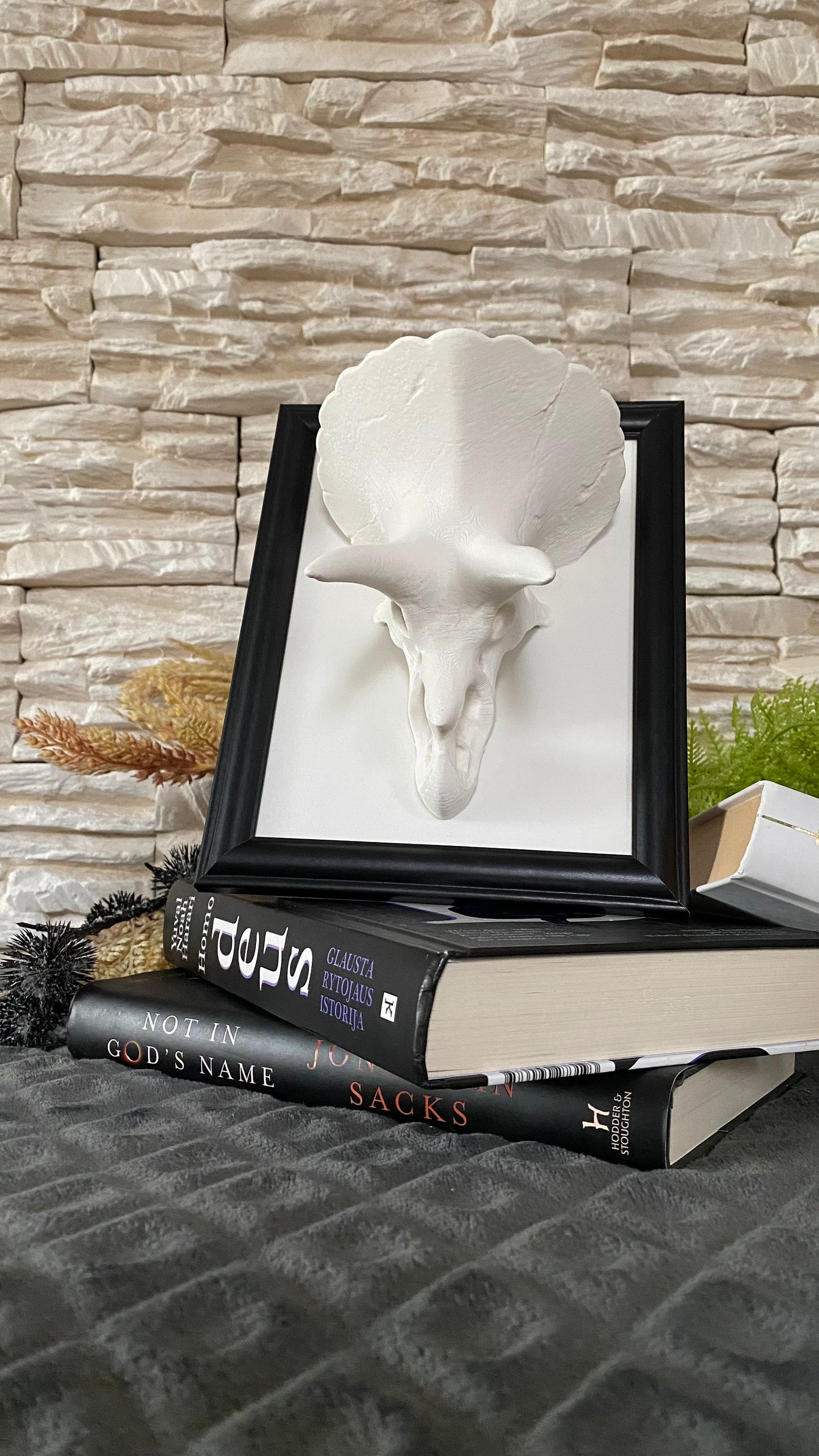 Framed Triceratops Skull Wall Art / 3D printed