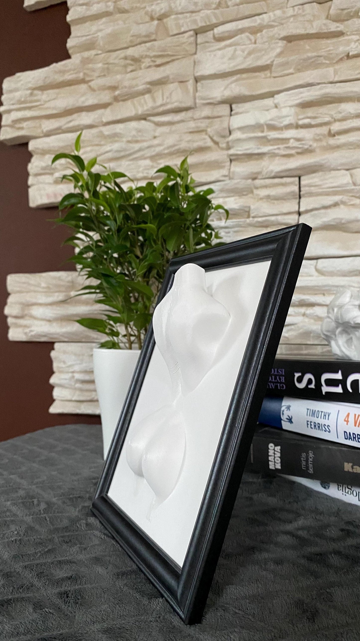 Framed Female Back Torso Wall Art / 3D Printed