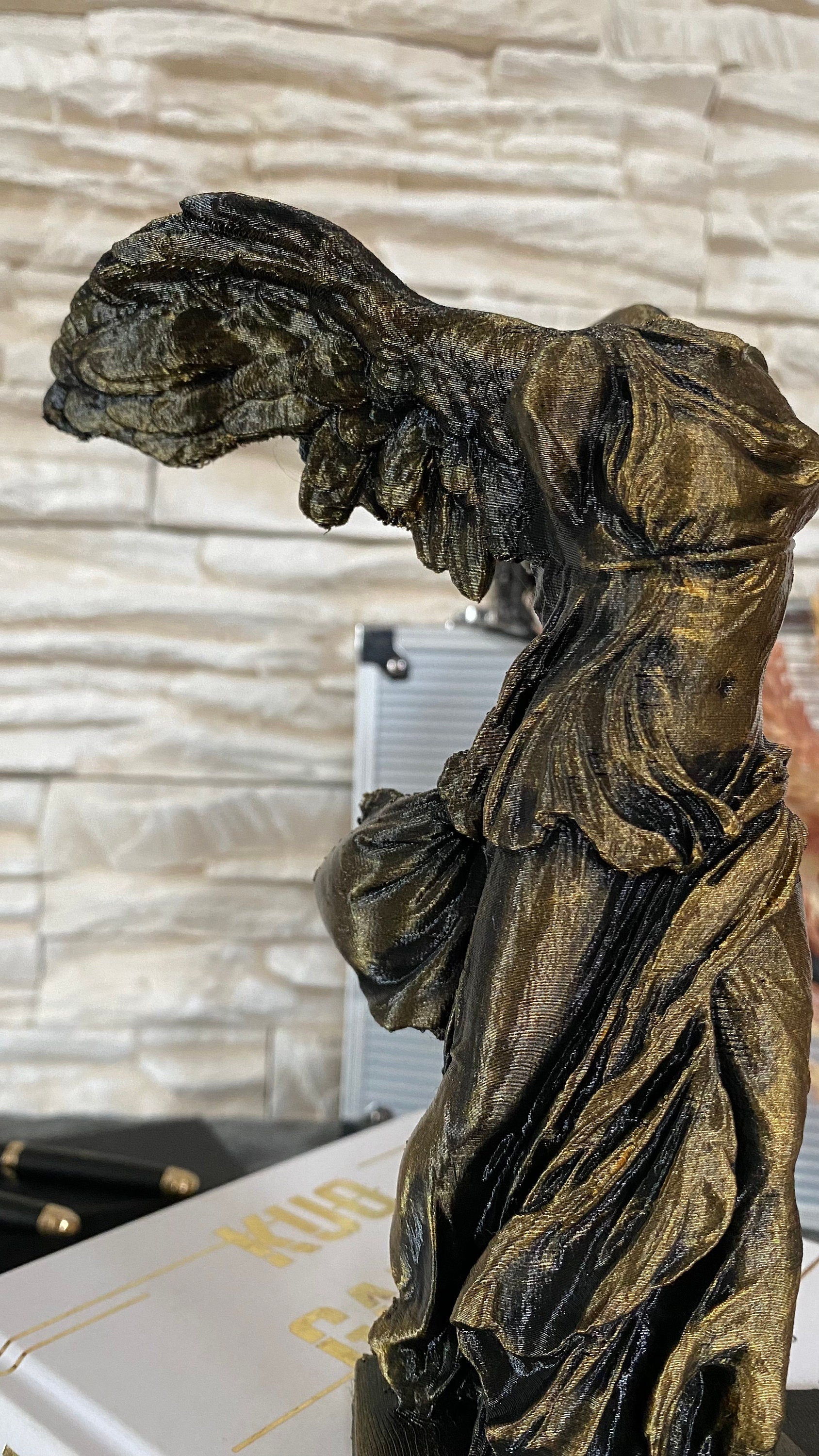 Antique Gold Victory Statue Bookend / 3D printed
